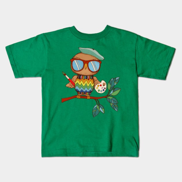 Little Wise Artist Kids T-Shirt by micklyn